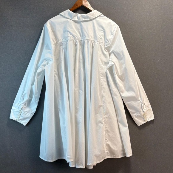 Roaman's White Tunic‎ Top Plus Size 22W Long Sleeve V Neck Hi Low Hem Shirt - Picture 2 of 6